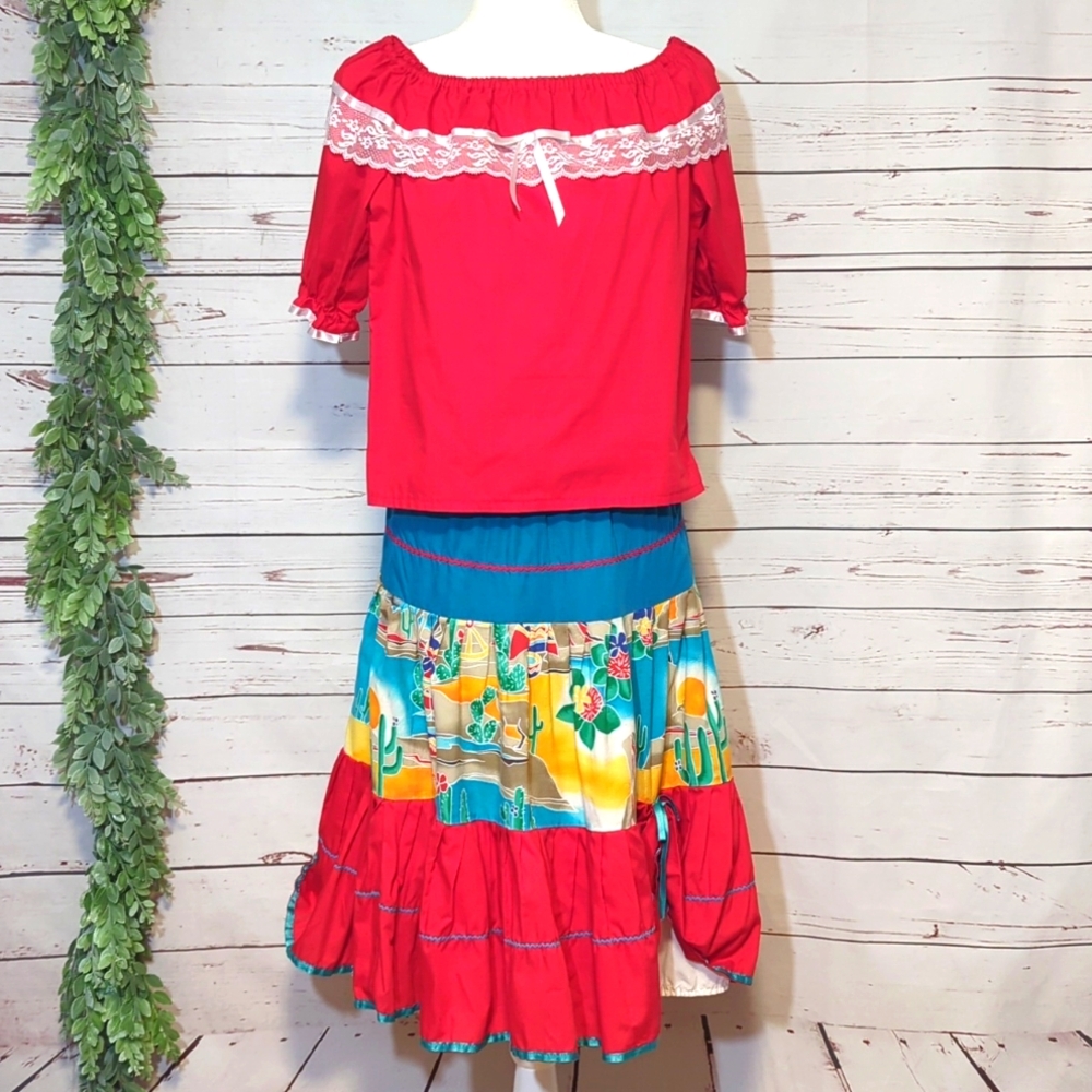 Vintage Sundance Originals Santa Fe Wear Shirt and Skirt‎ Southwest Square Dance